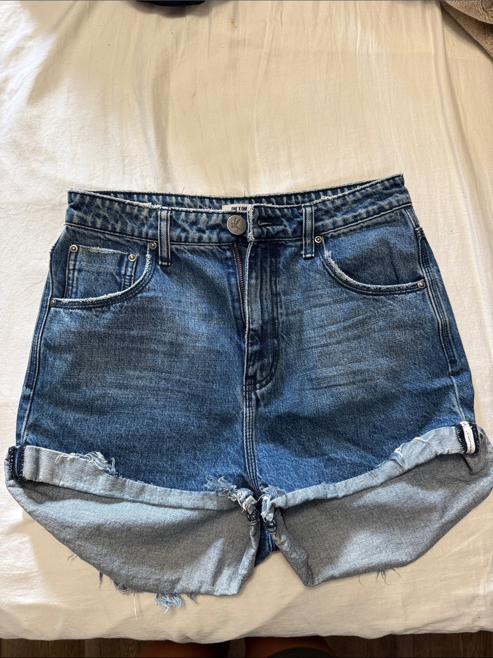 OneTeaspoon Classic High-Rise Dark Blue Denim Shorts